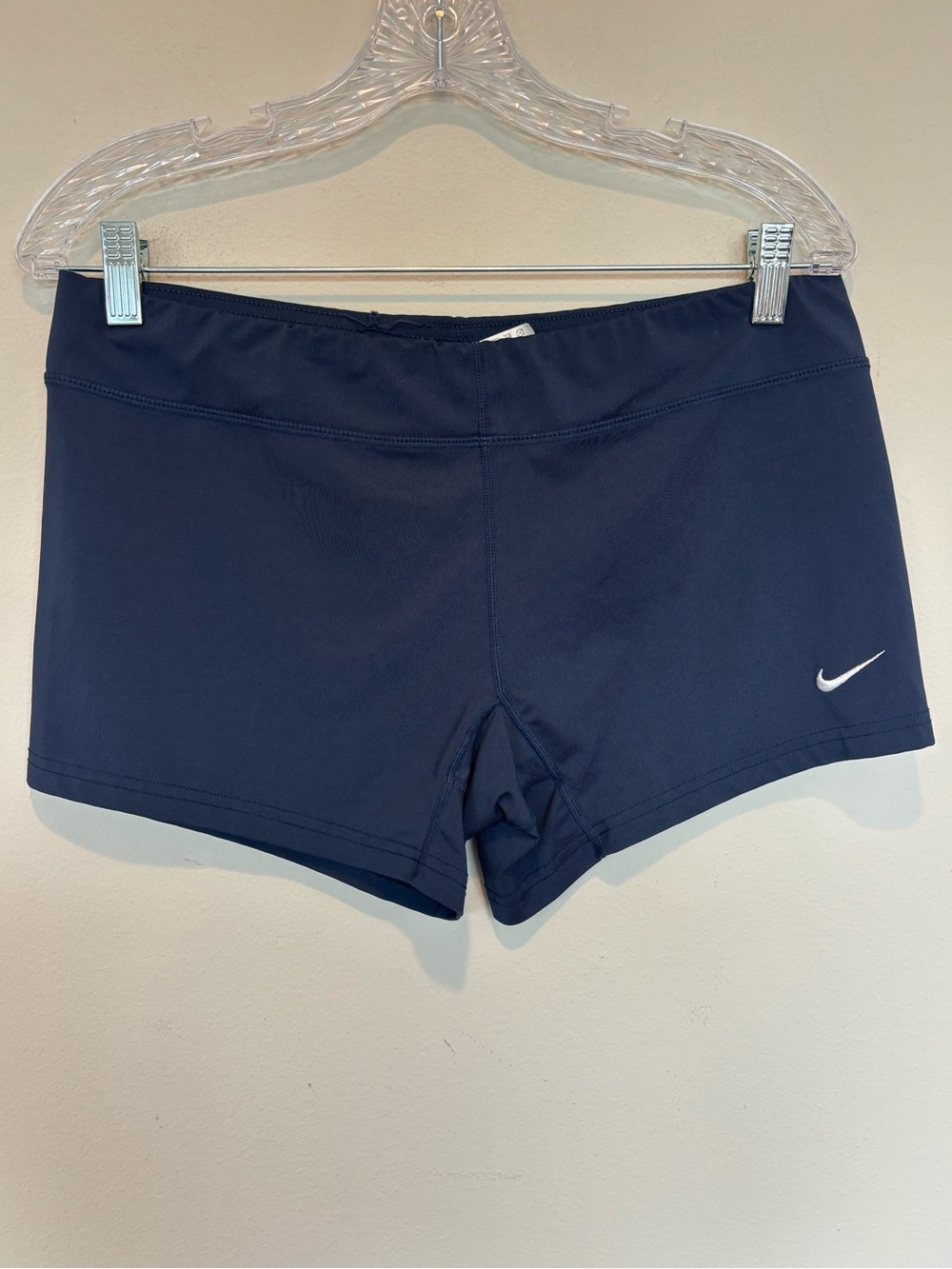Nike Navy Blue Women's Swim Shorts with White Swoosh